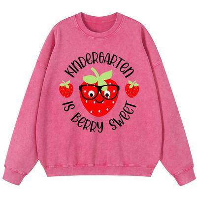 Kindergarten ist Beerenstark Frau Vintage gewaschene Baumwolle Dünner Stil Sweatshirt Pullover Sweatshirts Lässige lockere Oberteile