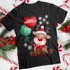 Funny Santa Hat Cute Reindeer Christmas T-Shirt Tee