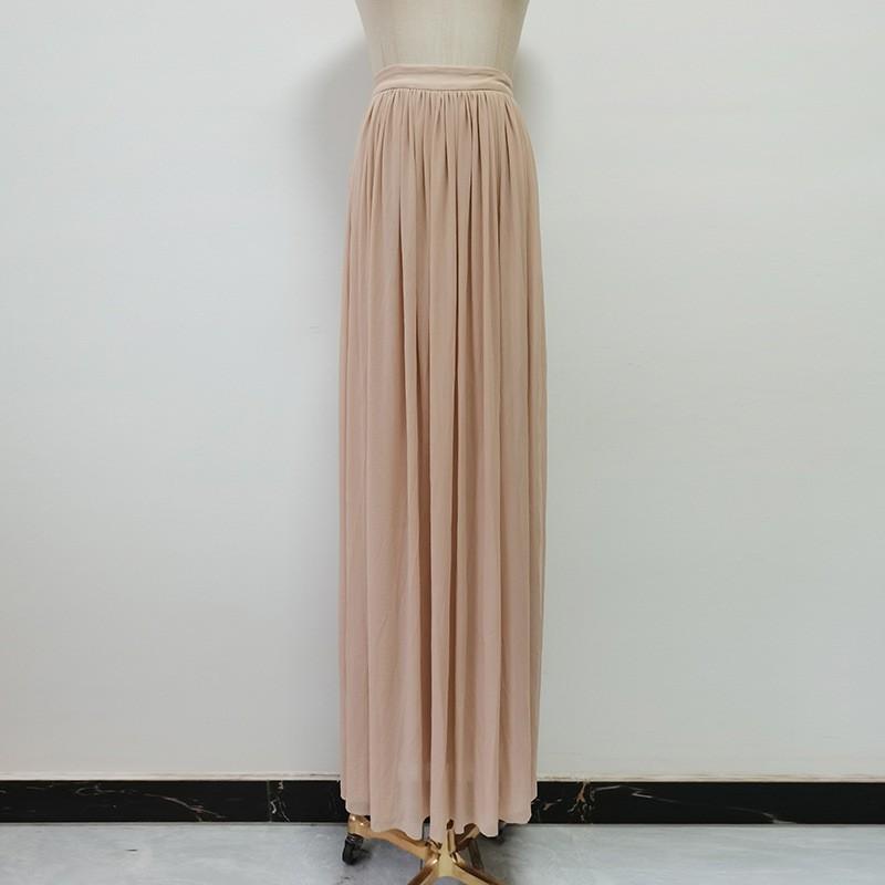 Celebrity Style Banquet Suspender Tube Top Pleated Design Champagne Skirt Dress Set Women