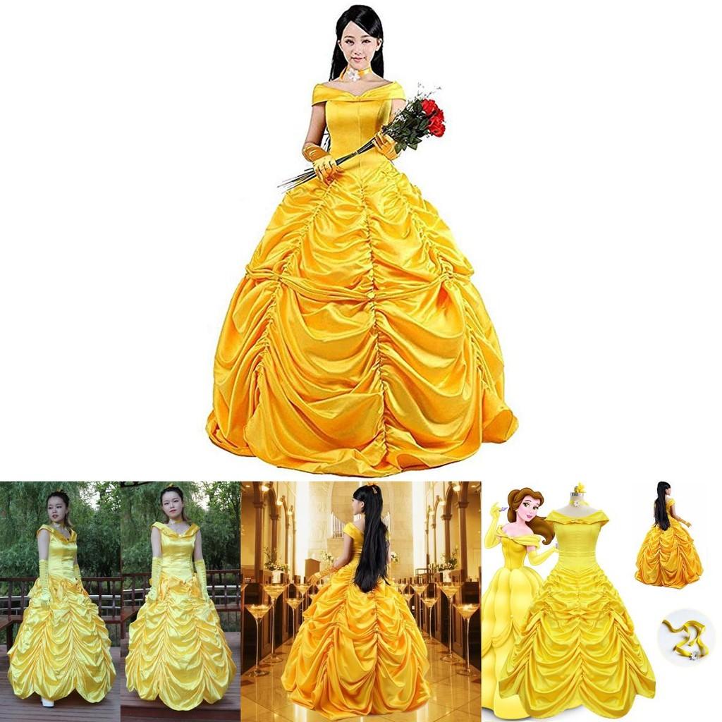 Elegante Costume Cosplay da Principessa Belle de La Bella e la Bestia, Stile Fiabesco, per Donna