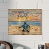 Framed - Turtle Sea Star Coast Retro Canvas Decorative Mural Poster Decorative Wall Art - Including Hanging Hardware