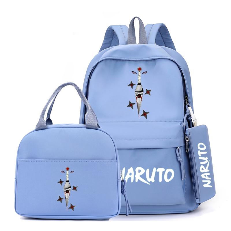 3Pcs/set Anime Naruto Backpack with Lunch Bag for Girl Boy Student Back To School Bookbag Schoolbag Men Women Leisure Travel Bag