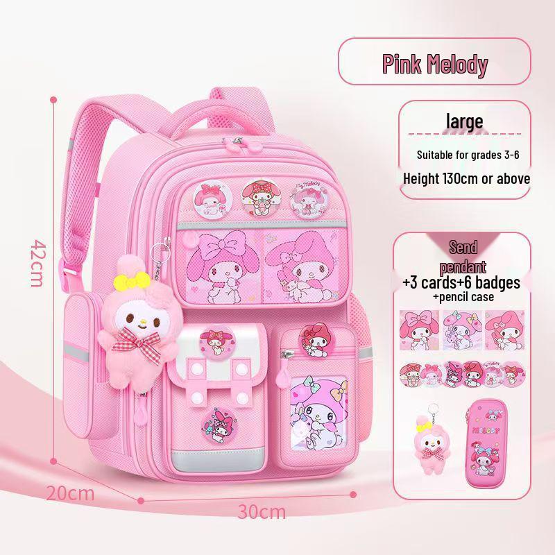 Kuromi Spine Protection Backpack for Grades 3-6 Girls