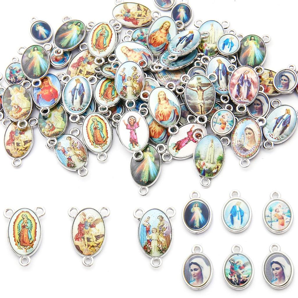20Pcs Mix Jesus Series Drop Oil Alloy Pendants For Jewelry Component Making DIY Charm Decoration