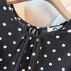 Übergröße Damen Neuer Frühjahrs- und Herbststil Lässig, Wellenpunkt-Bindeband Rundhals Langarmshirt