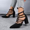 High Heels Women Sandals Pointed Toe Chunky Heels Shoes Woman Sexy Summer Sandals 2025 Designer Brand Dress Mujer De Zapatillas