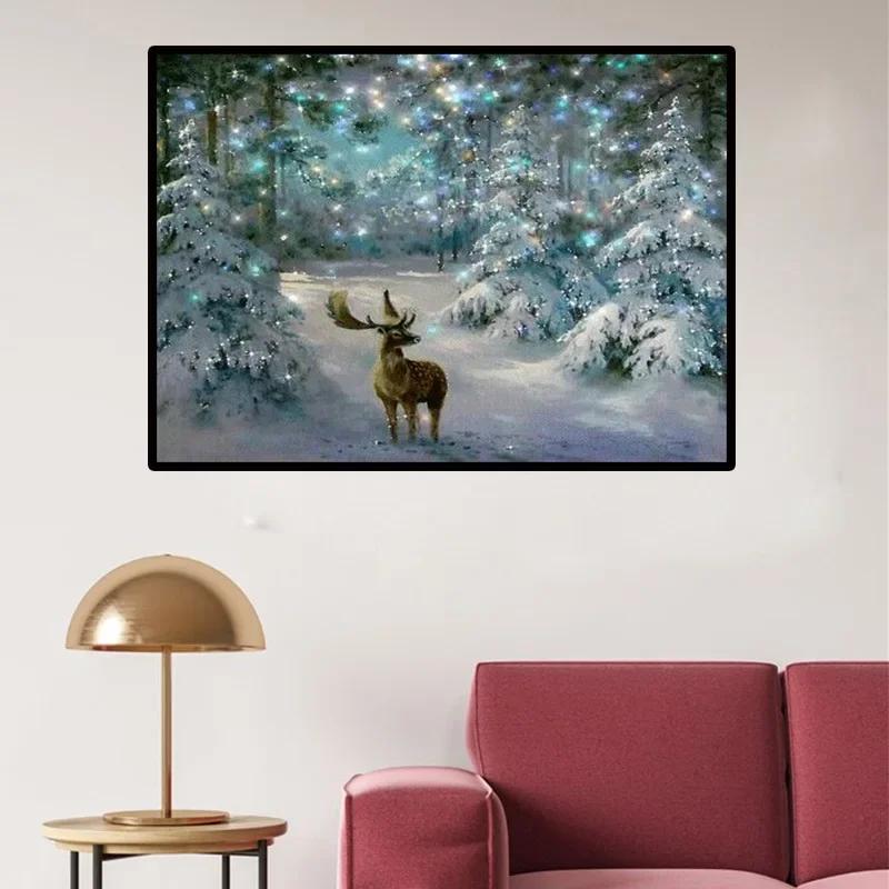 2024 New 5D DIY Christmas Diamond Pattern Deer Diamond Winter Diamond Embroidery Cross Stitch Home Decor