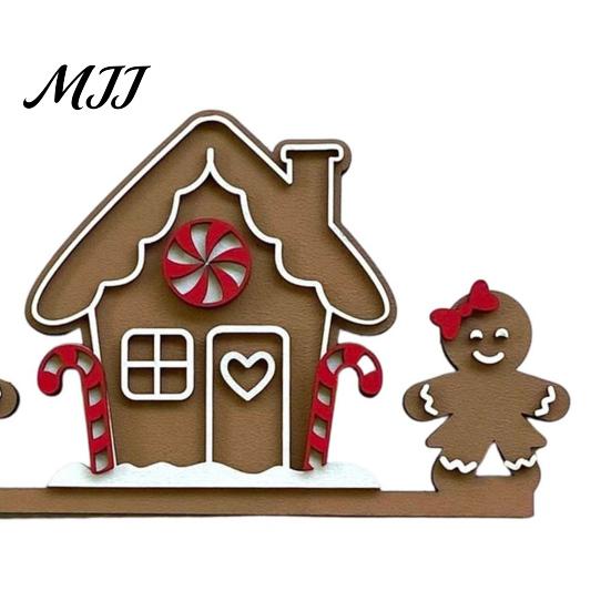 Decorazione Murale Natalizia da Interno, Segno Angolare in Legno per Porta di Natale, Ornamento Festivo a L da Appendere, Regalo per Festa in Casa, Babbo Natale Renna Pan di Zenzero