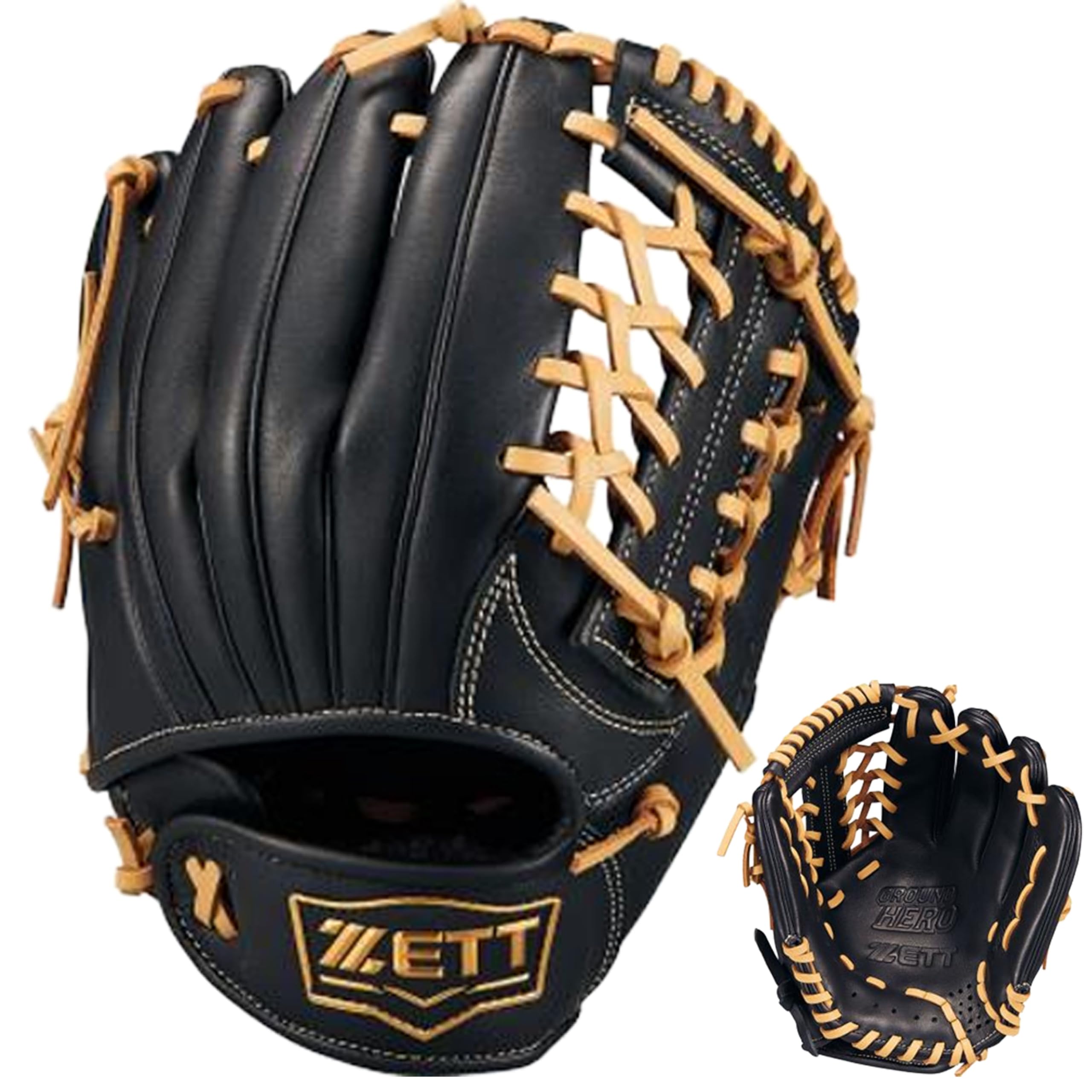

ZETT Youth Softball Ground Hero B Size BJGB76545F Glove, All-Around, Black/Pastel (1932), M,