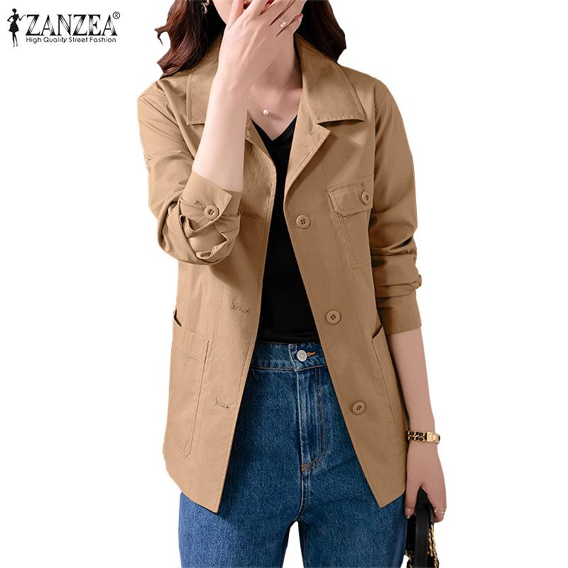 

ZANZEA Женский повседневный кардиган с отложным воротником и длинными рукавами, верхняя одежда