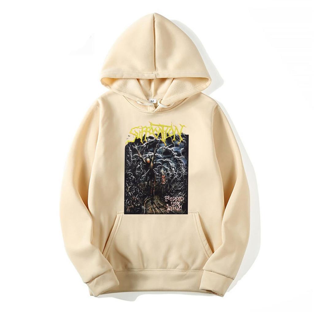 Černé mikiny s kapucí Hot Suffocation Band, bavlna, velikost S 234XL, RM320, s dlouhým rukávem nebo rukávem