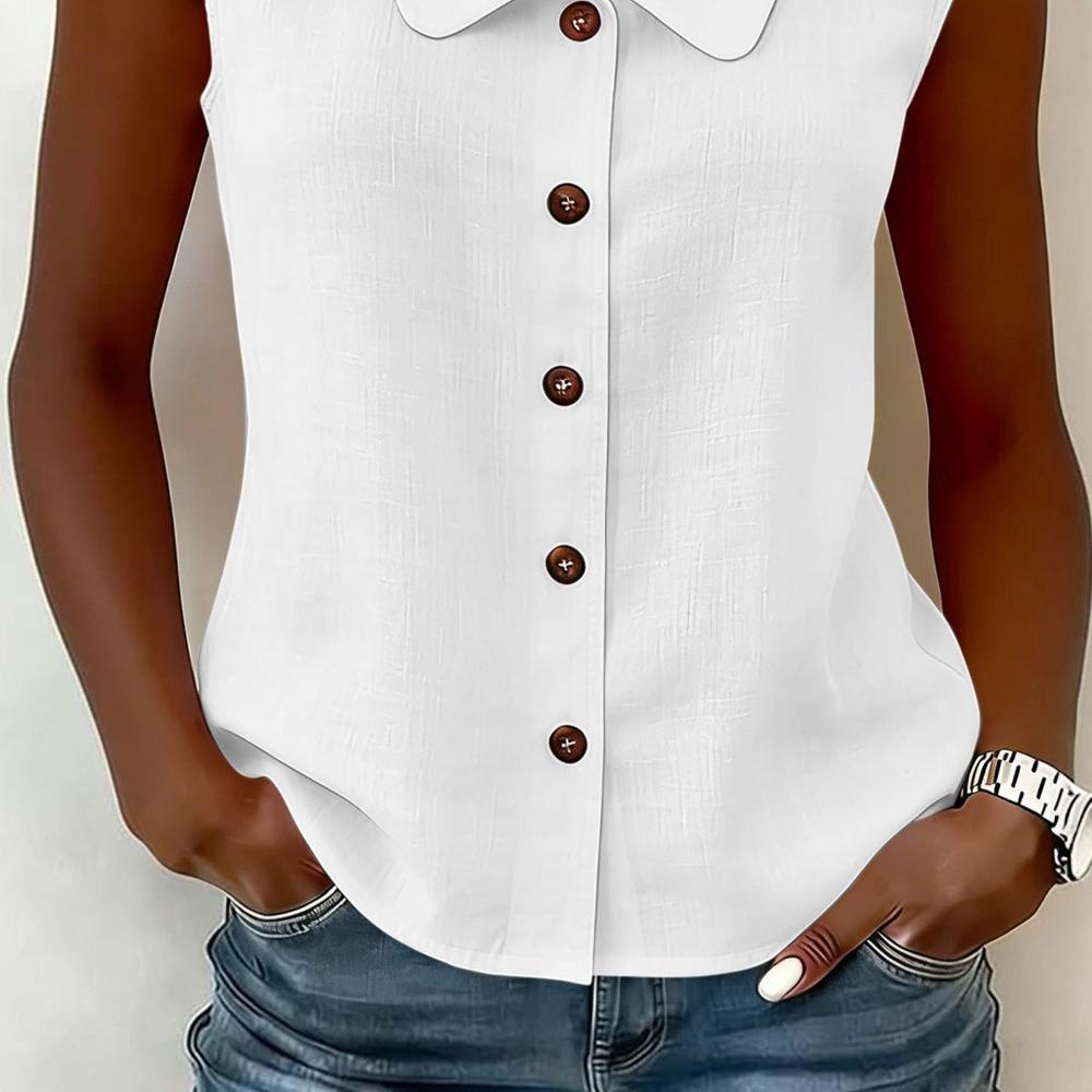Women Elegant Commuter Sleeveless Button Cardigan Top, Fashion Blouse for Summer