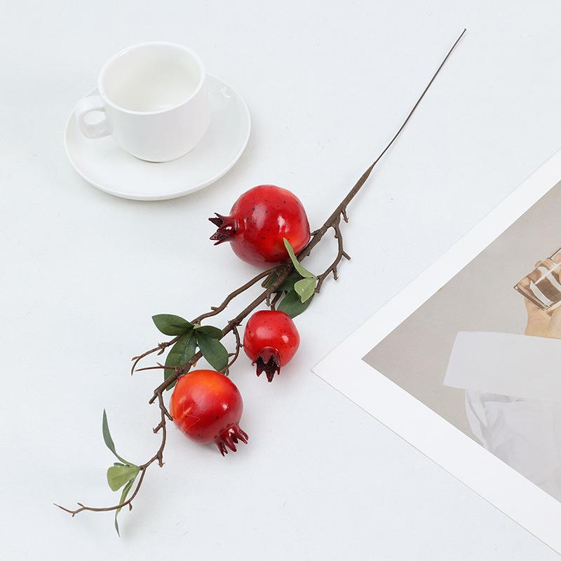 Large Artificial Pomegranate Branches with Realistic Red Fruit & Blossoms - Fake Fruit Tree for Christmas, Wedding, Banquet