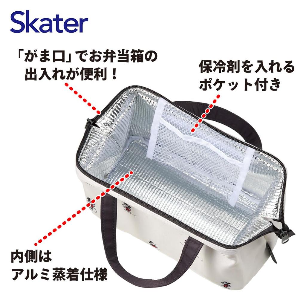 Skater KGA1-A Lunch Bag, Insulated, Clasp Closure, Disney, Mickey Mouse, Women's