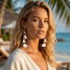 Bohemia Style Conch Shell Drop Earrings Handmade Long Tassel Earrings  Women