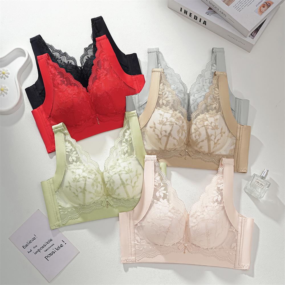 Medium thickness, small breasts, large gathering lace bra, non-magnetic women's vest, bra, closed breast adjustment bra