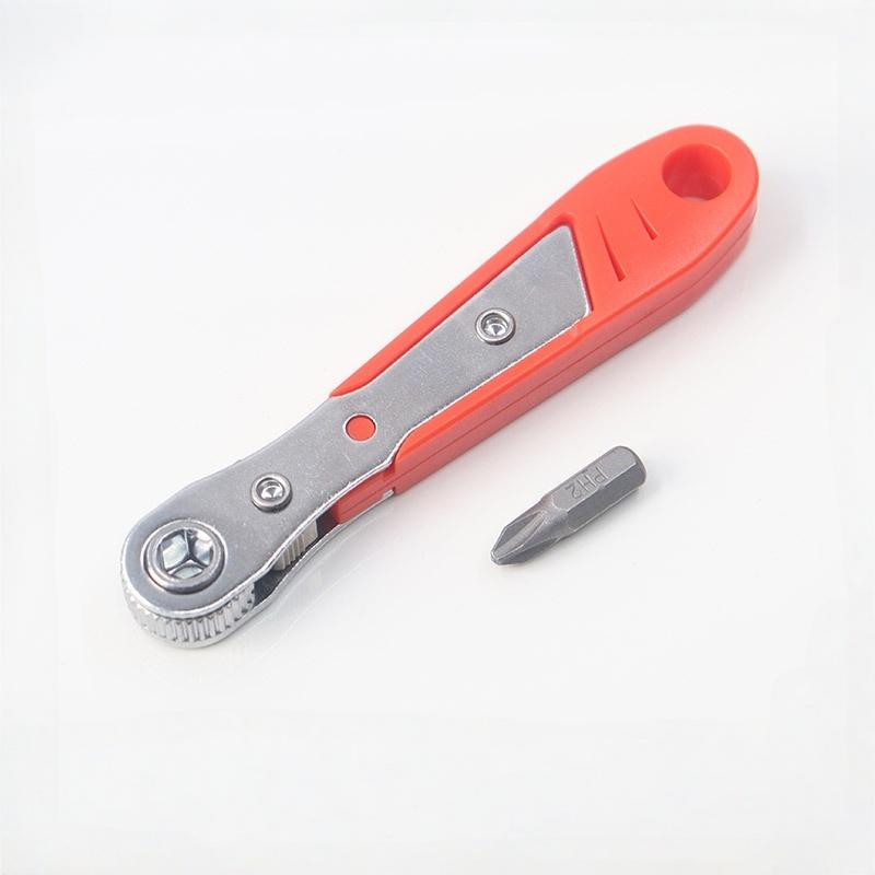 

Набор трещоточных отверточных рукояток 1/4 дюйма для узких мест Передний и задний угловые ключи Прямоугольная изогнутая Крестовая отвертка Сталь Красный Type1