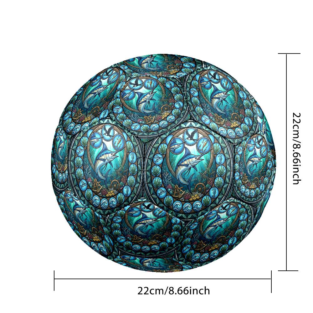 Marine Life Glass Round Football Size 5 Adult Ball Suitable for Training Matches and Outdoor Team.