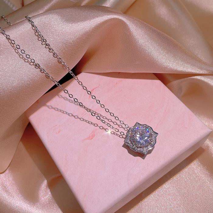 Ms Fashion Exquisite Zircon Geometric Earrings Necklace Adjustable Ring Three Piece Set