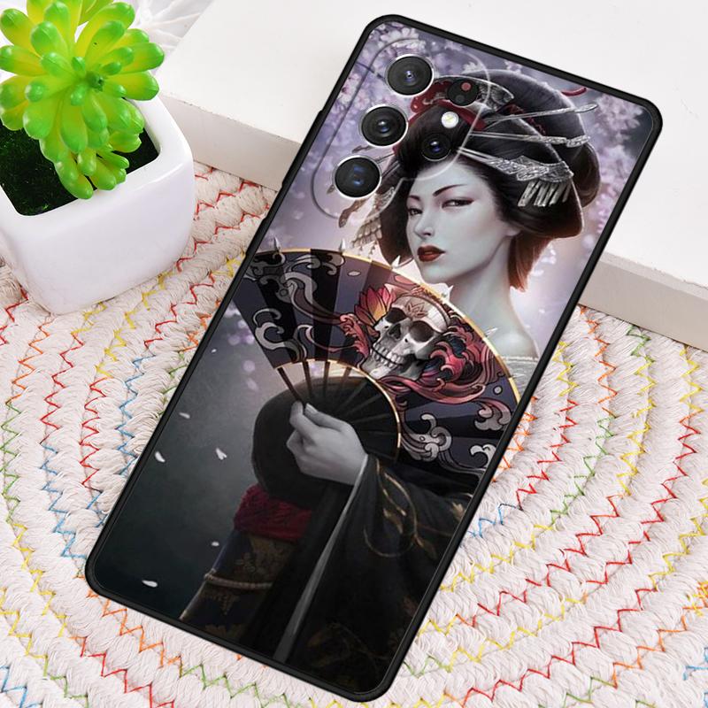 Japanese geisha Luxury Silicone Phone Case For Samsung Galaxy note 10 pro S26 S25 S24 S23 S22 S21 Plus S25Ultra Capa Cover