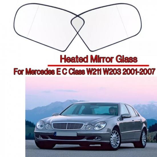 Left + Right Wing Door Side Mirror Glass Lens For Mercedes C & E CLASS W211 W203