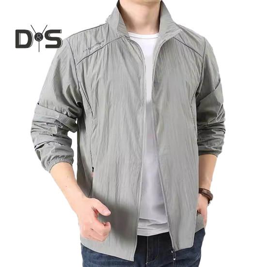 

Мужская быстросохнущая дышащая куртка с воротником-стойкой и карманами на молнии с длинными рукавами, однотонная спортивная верхняя одежда для рыбалки на открытом воздухе XL светло-серый