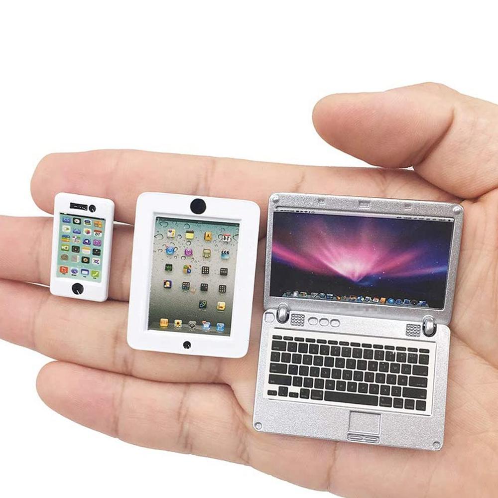 Doll House DIY Accessories Zinc Zinc Alloy Figurines Dollhouse Miniature Decoration Crafts Simulation Laptop