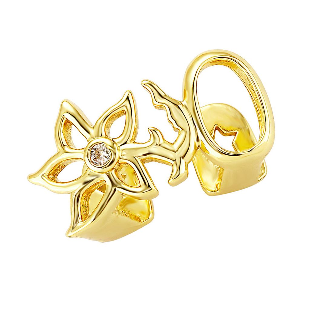 Adjustable Copper Plated Flower Cutout Teeth Covers Convenient Accessory Decoration for Street Styles Lovers Wear