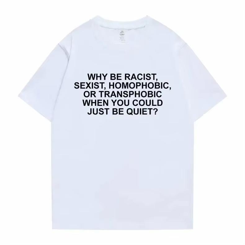 T-shirt Hip Hop alla Moda Bionde da Uomo Perché Essere Razzisti Frank Tees Stile Urbano Oceanico Oversize Unisex Unisex Casual Cotone Manica Corta Top
