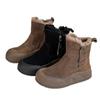 Women's Chunky Platform Snow Boots With Side Zipper Winter Warm Suede Ankle Booties With Faux Fur Lining Comfort Non-Slip Walking Boot Shoes for Women