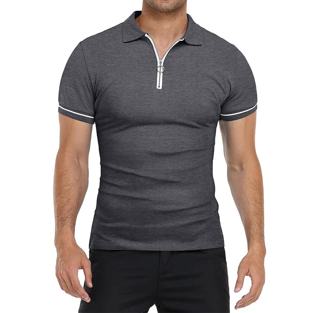 Módní polokošile na zip s límečkem, jednoduché denní, pohodlné, letní s krátkým rukávem, základní topy, outdoorové oblečení