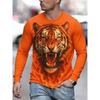 Autumn and Winter Men's Animal 3D Printed Crew Neck Long Sleeve T-Shirt