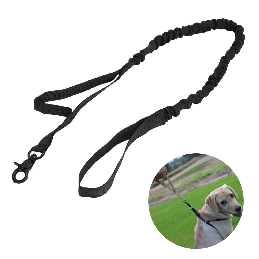 Taktyczny nylonowy treningowy elastyczny smycz dla psa do chodzenia, kempingu czarny