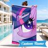 Custom Name Unicorn Pony Beach Towel Microfiber Beach Towel, Lightweight and Quick-Dry, for Summer Travel, Swimming Pool Gift