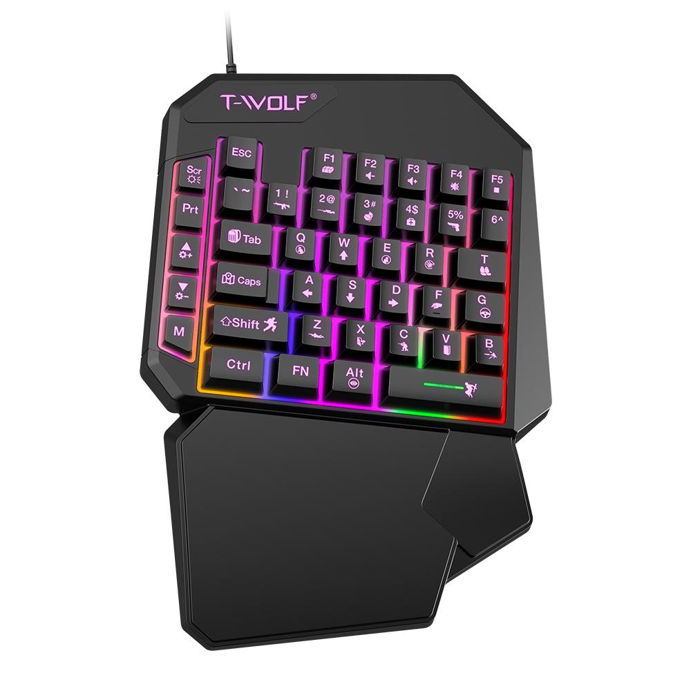 TF900 Single-handed Keyboard RGB Backlit Anti-ghosting Gaming Wired USB Keyboard Mouse Combos