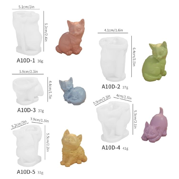 Ornaments Molds Cute Cat Shape Statue Molds Silicone Candle Mold for Crafting