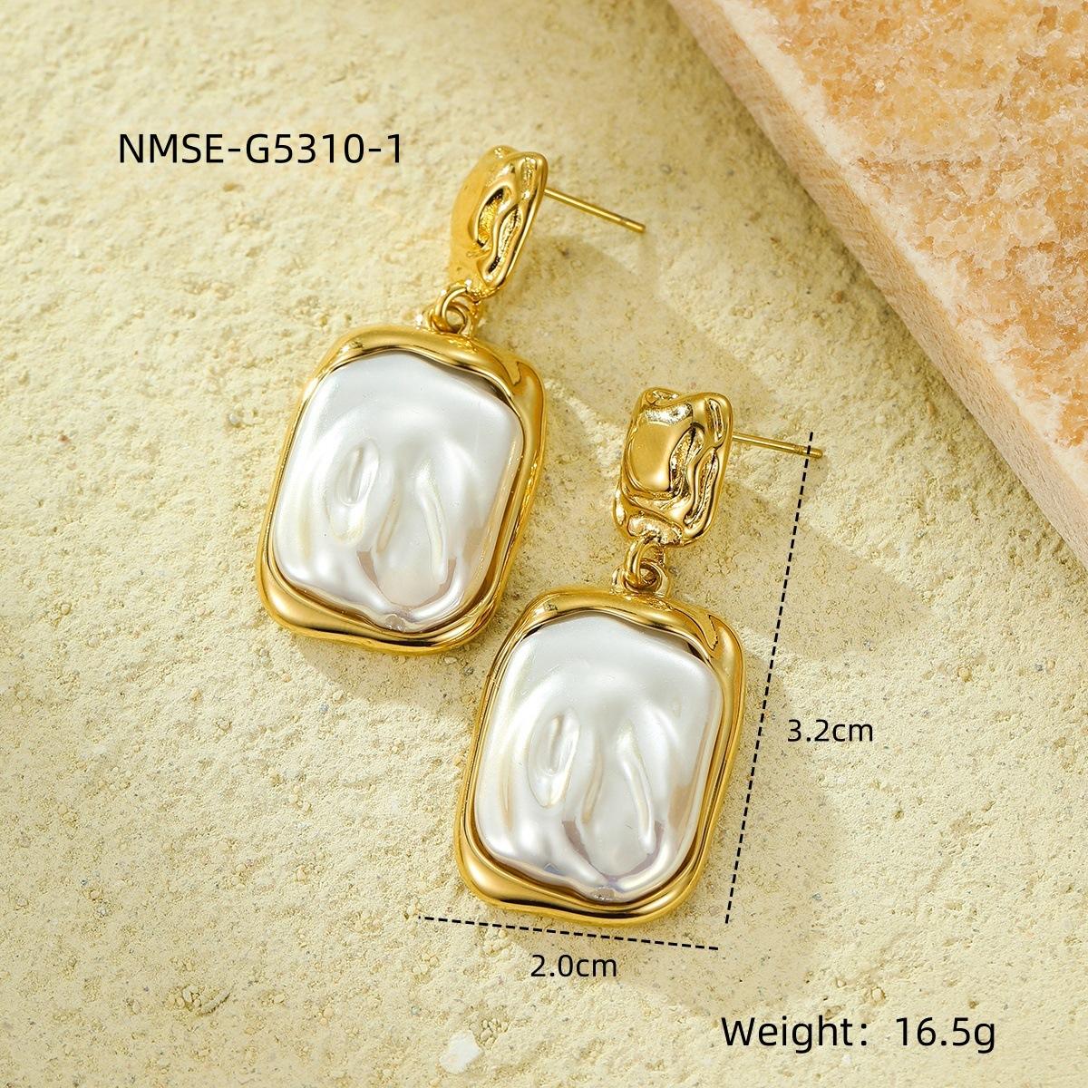 GEMCHIC Women s French Retro Baroque Pearl Geometric Drop Earrings Fashion Minimalist Luxury