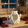 Ghost Figurine Storage Holder 3D Printed Halloween Cat Holder, Decorative Kitten Statue with Cute Spooky Home Decorations Hollow Storage, Candy Bowl,