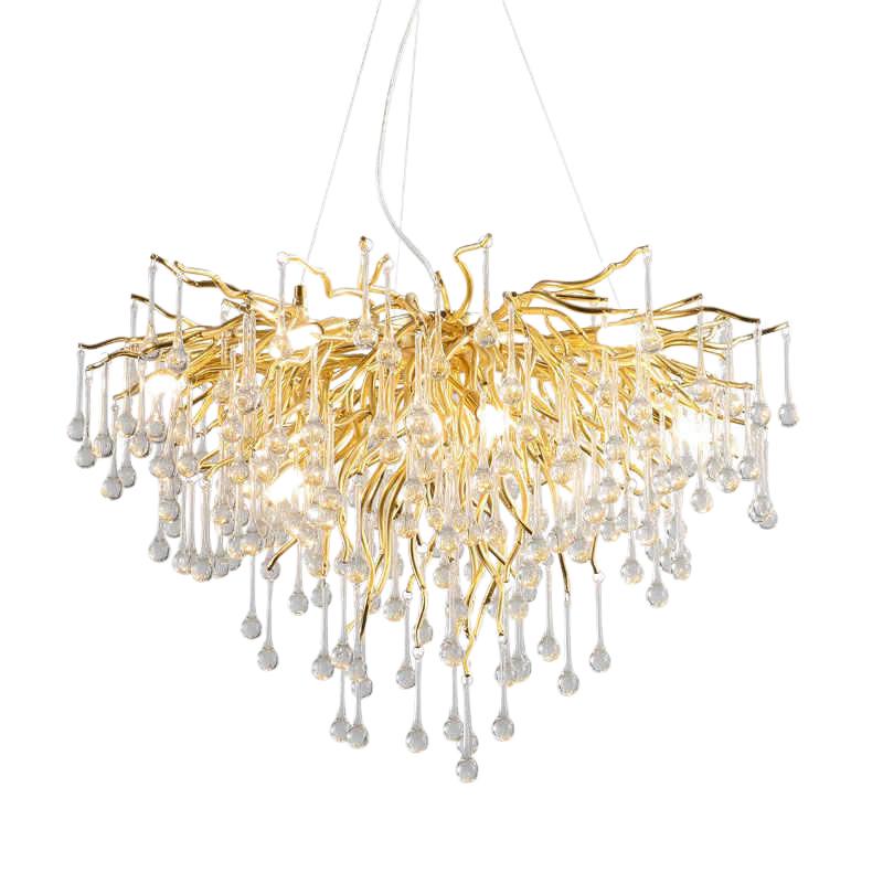 French Luxe Crystal Water Drop Chandelier - Living Room & Dining