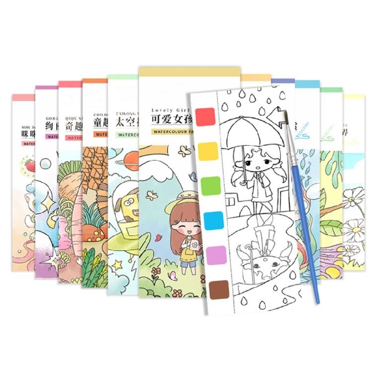 Educational Watercolor Drawing Diary Included Art Brush and Watercolor Paint For Kids Beginner Artists Outdoor Painting
