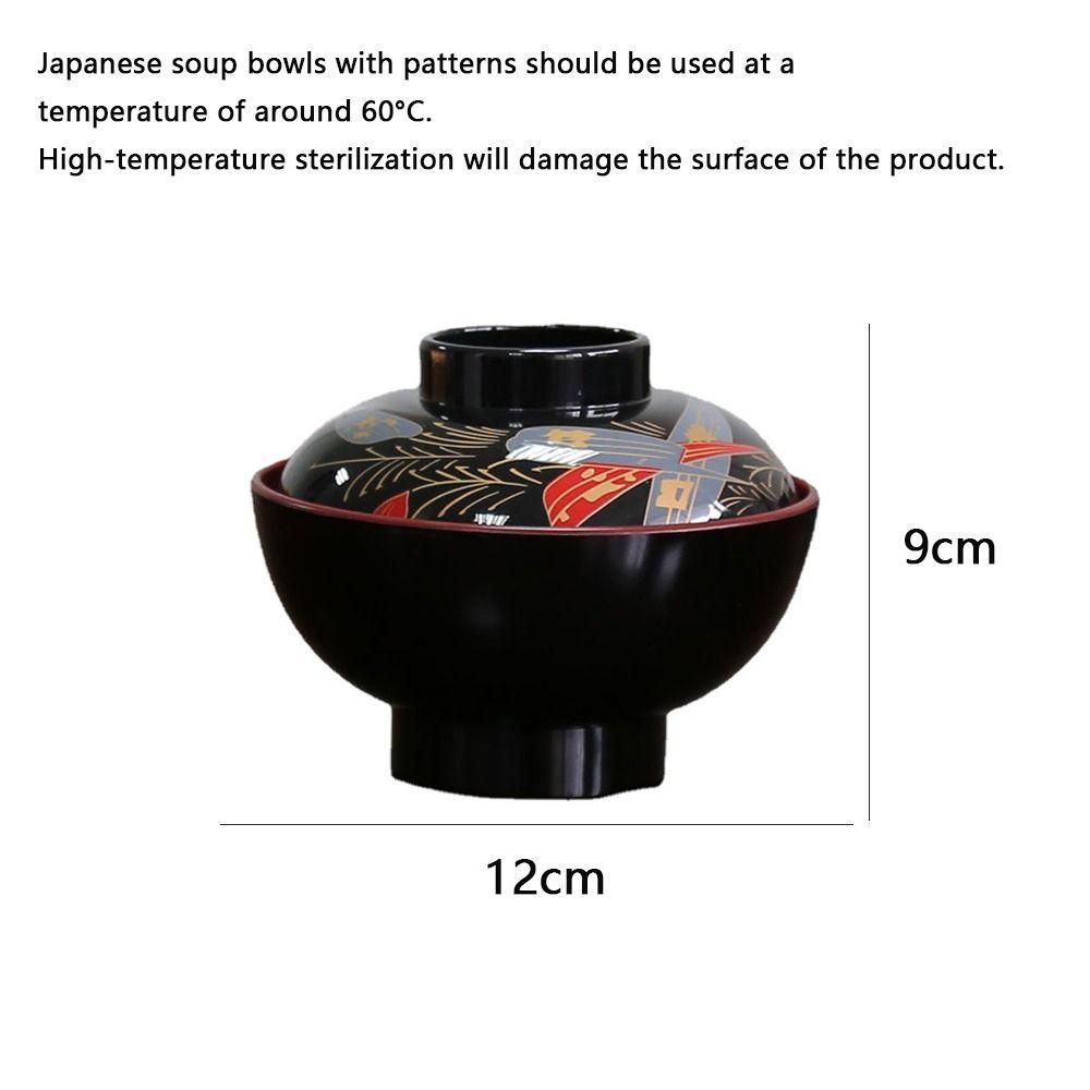 New With Lid Miso Soup Bowl Double Color Soup Container Soup Bowl with Lid Maple Leaf Japanese Rice Bowl Dining Accessories