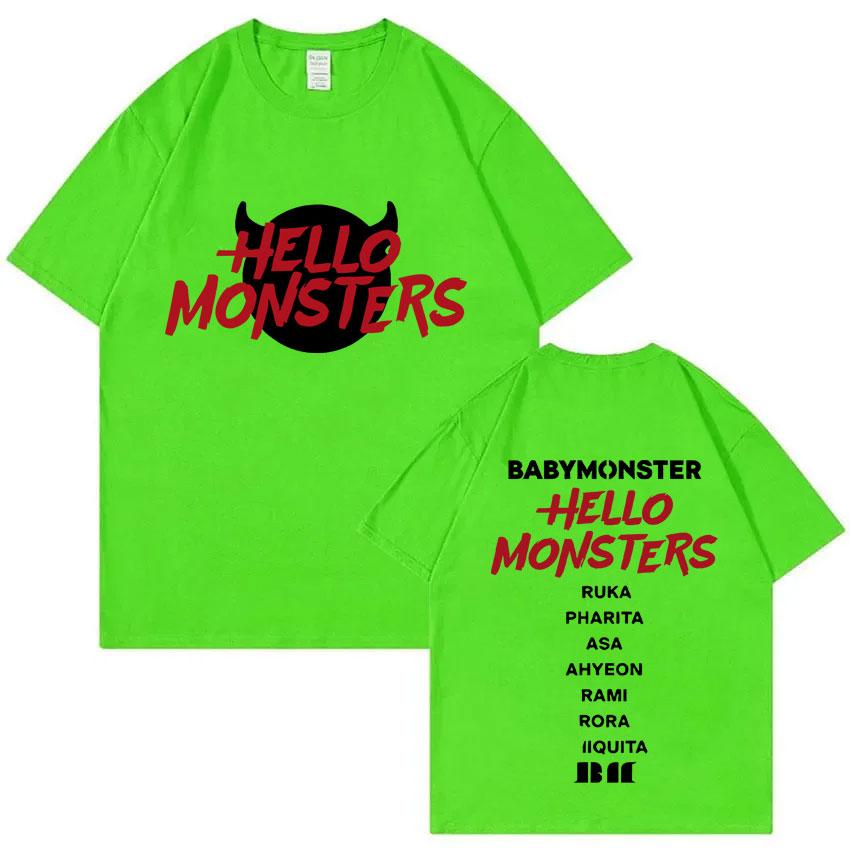 

Футболки Babymonster Hello Monsters World Tour Футболка с двусторонним принтом Мужская Женская Корейская Мода Оверсайз Уличная Одежда Футболка 4XL
