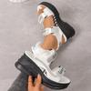 Grote Maat Dames Sandalen Zomer Ronde Neus Muffin Dikke Zool Strass