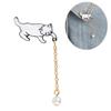 Unisex Kunstperlenkette Quaste Katzen Brosche Pin Jacke Abzeichen Schmuck Zubehör