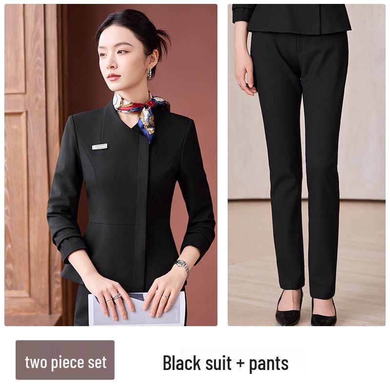 Luxury Women's Autumn/Winter Suit Set for Jewelry Store, Hotel Receptionist, and Salon Workwear