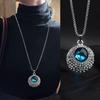 Luxury Blue Long Chain Necklace Minimalist Style Crystal Pendant Necklace  Gift Jewelry