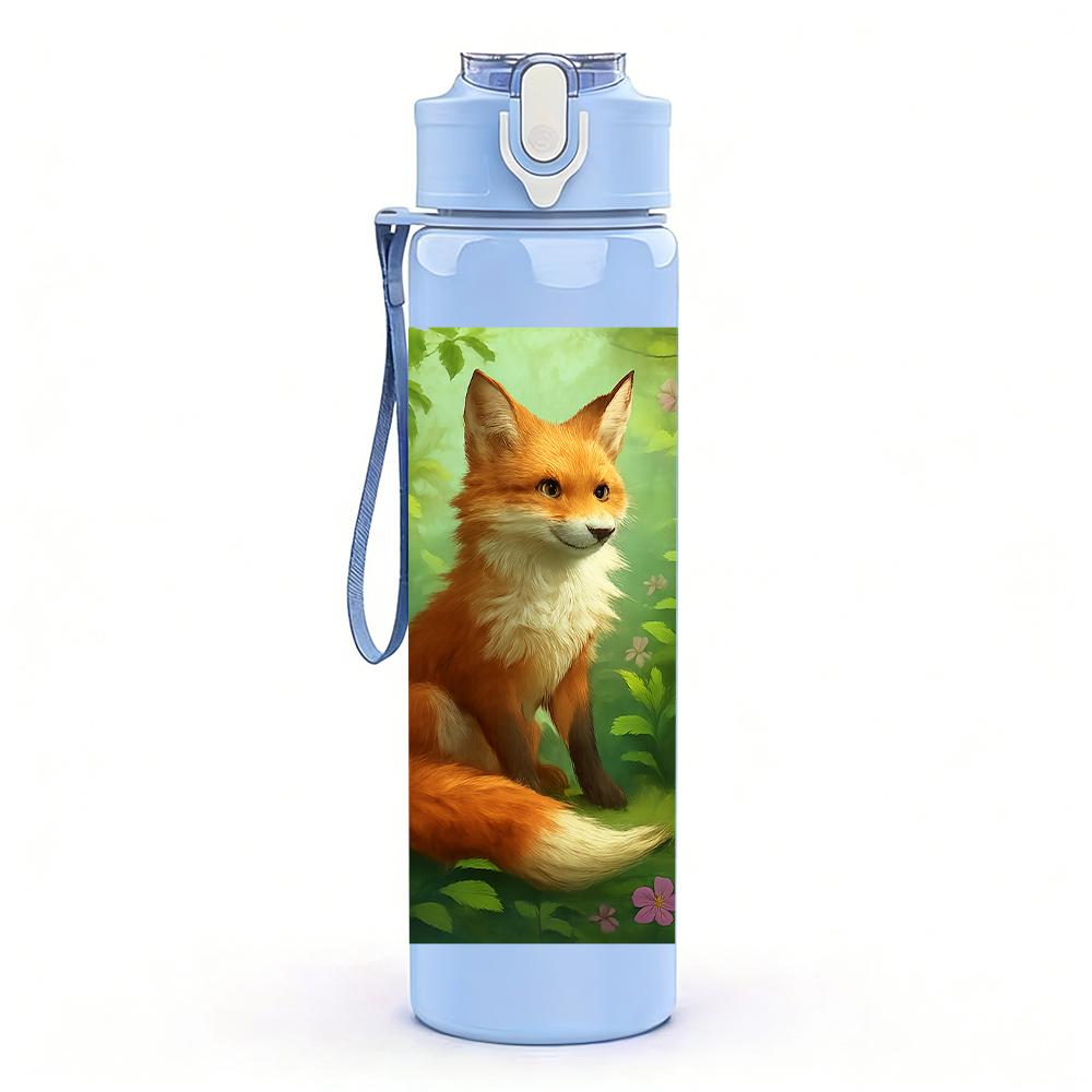 1pz Busto di Volpe Rossa Selvatica 750ml Plastica Colorata Borraccia Sportiva Tappo Flip-Top Anti-Goccia Per Sport Ufficio Uso Domestico