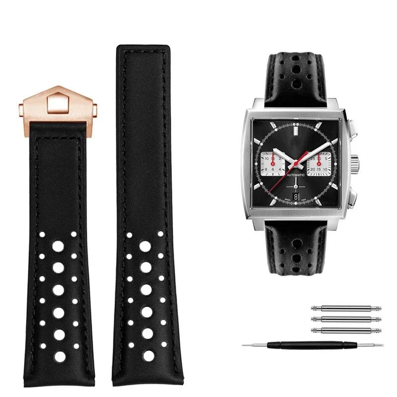 ONE22mm Příslušenství k hodinkám Pro TAG Pro HEUER Řemínek MONACO CARRERA Náramek Matná teletina Kvalitní kožený řemínek k hodinkám NáramekMN