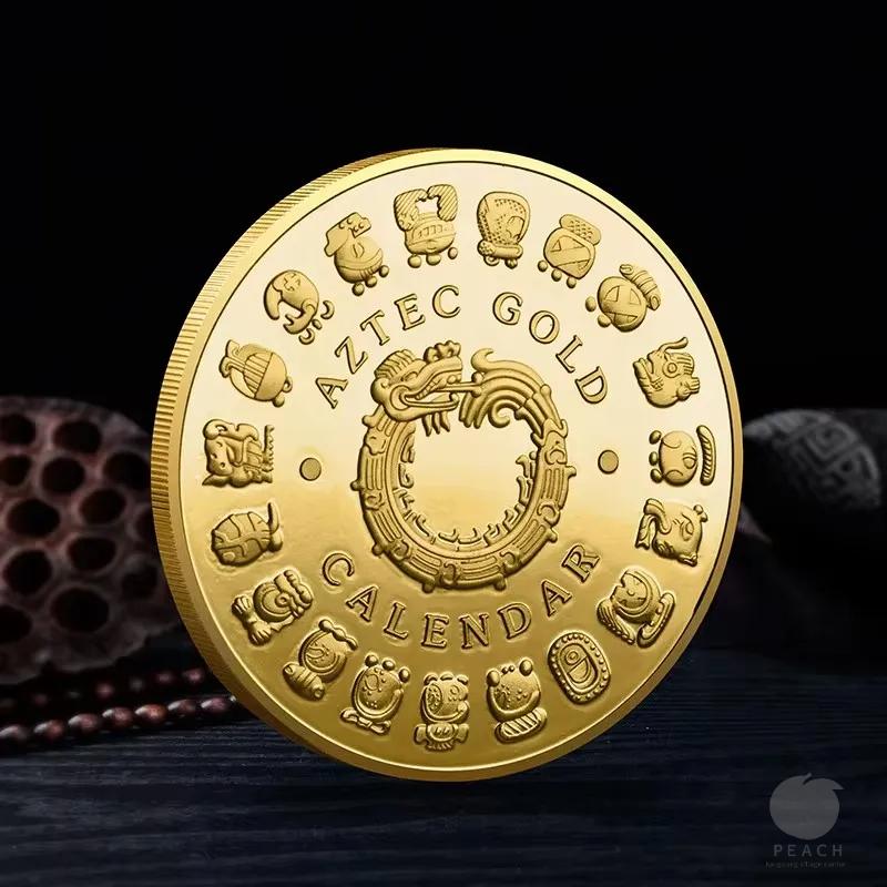 Souvenir Coin Mexico Mayan Aztec Calendar Art Prophecy Culture Gold Coins Collectibles