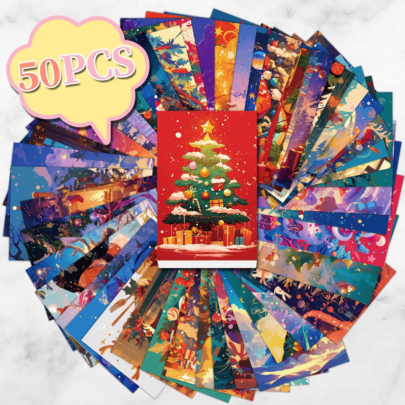 

50 Christmas Day Celebration Christmas Eve Wall Decoration Cards Children Diy Indoor Bedroom Message Postcards T01042193